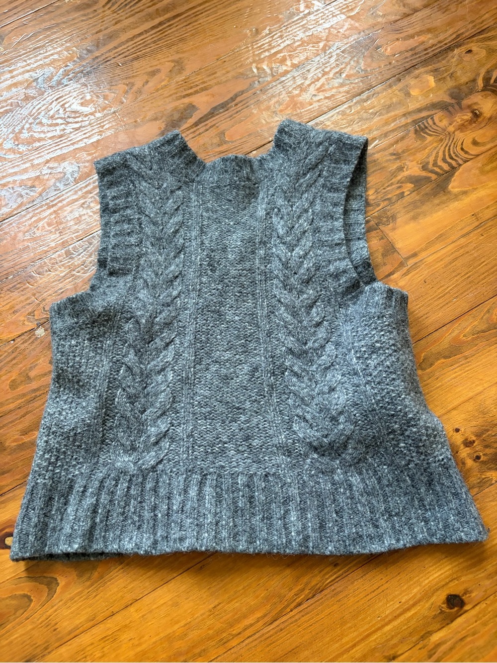 Everlane Alpaca‎ Wool Cloud Cable Knit Vest Size XS Relaxed Preppy Heritage Gray - Picture 5 of 9
